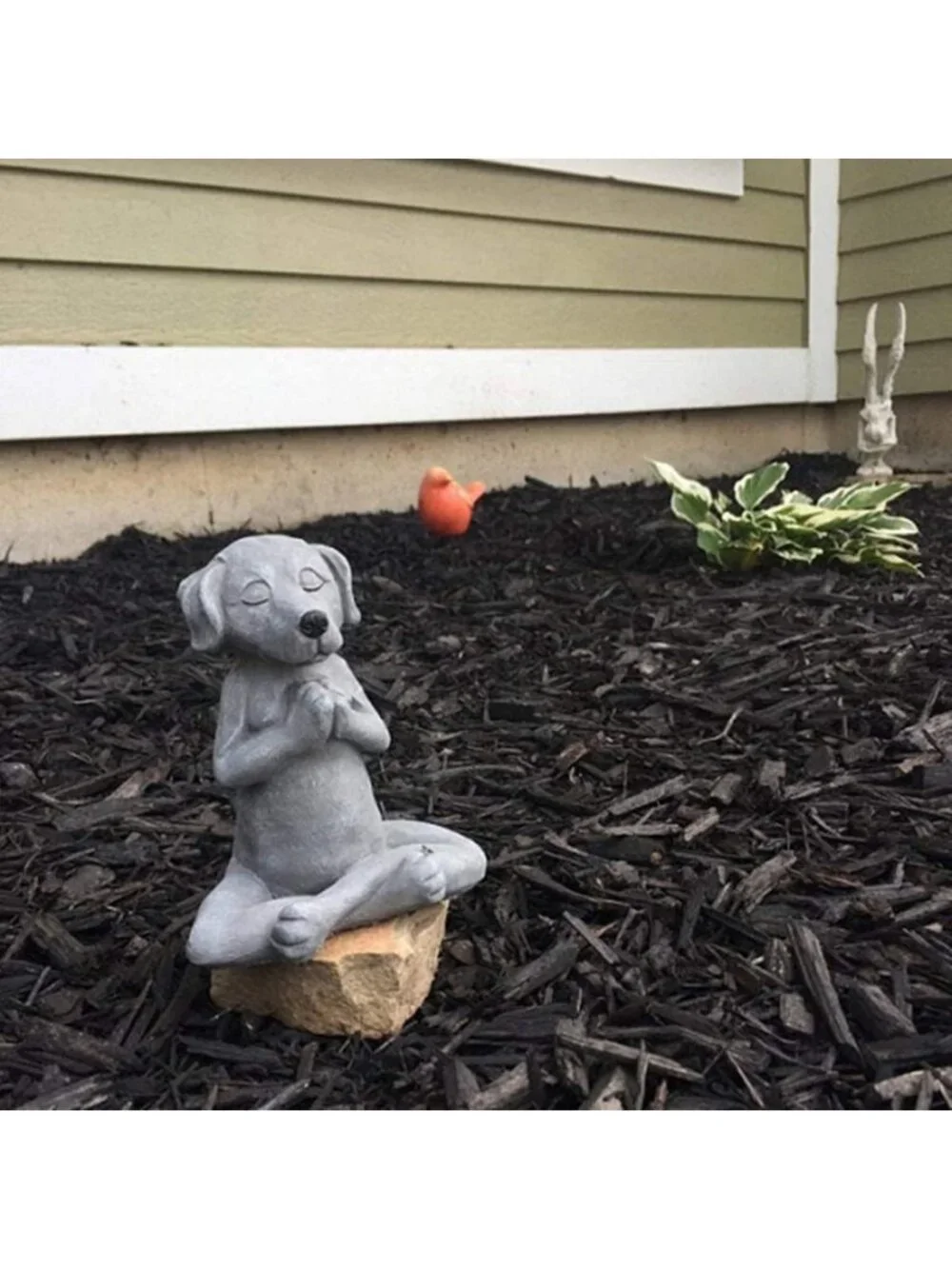 Zen Dog Buddha Statue - Meditating Dog Figurine for Tranquil Fairy Garden Decor